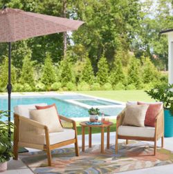 Origin 21 Pinecrest 3-Piece Patio Conversation Set with Ivory White Cushions