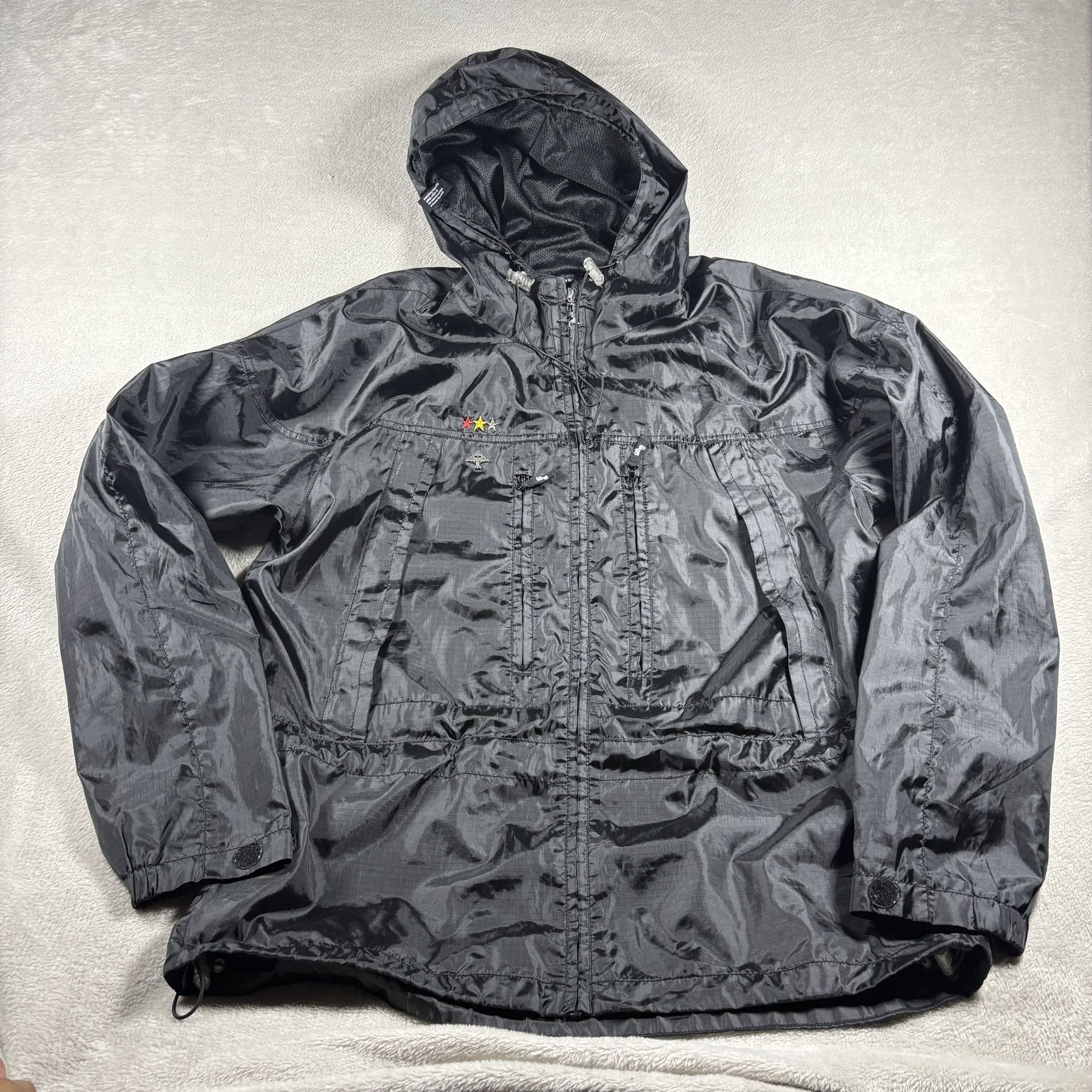 LRG Windbreaker Jacket Lifted Research Group Men’s XL Black Hoodie Y2K #3128