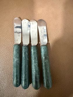 Green Marble Set of 4 Cheese Spreaders