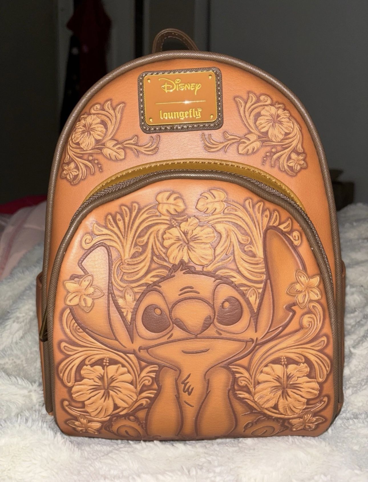 New Loungefly Disney Lilo & Stitch Tonal Stitch Carving Mini Backpack. Only One! Loungefly Disney Lilo & Stitch Tonal Stitch Carving Mini  main image 4