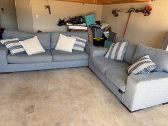 Denim blue Fabric Sofa and Loveseat Set