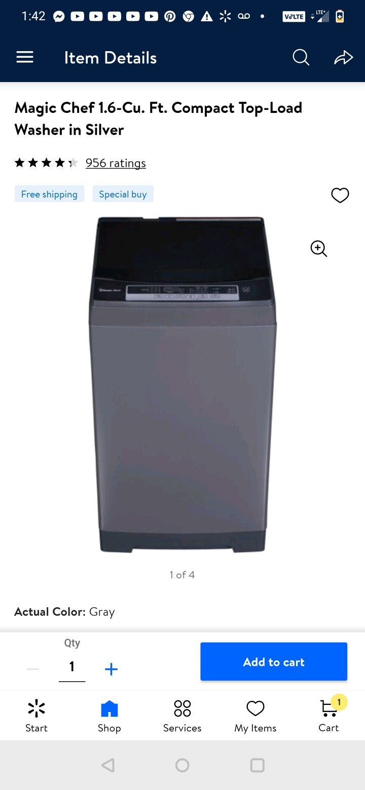 New 1.6cu Ft Magic Chef Portable Washing Machine