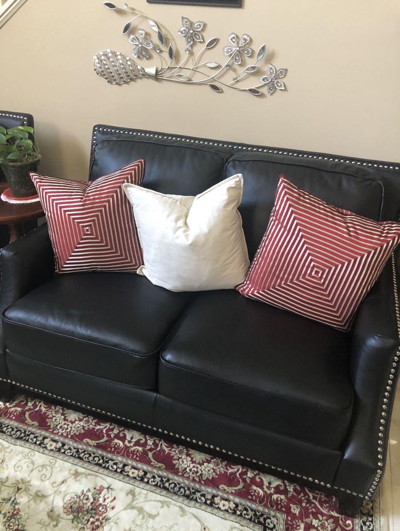 High end real leather love seat