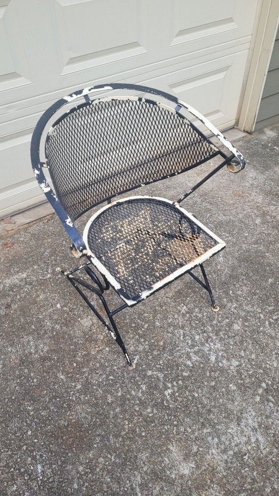Vintage Wrought Iron Bouncy Spring Patio Garden Chair