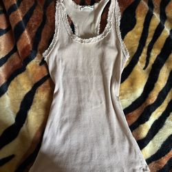 Baby Pink Sequence Ribbed Tank Top