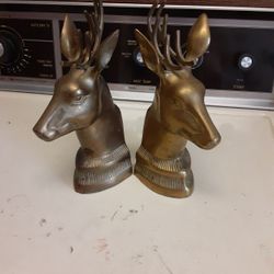Pre-owned Brass Stag Head Bookends 