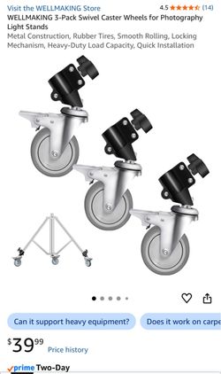 3-Pack Swivel Caster Wheels for Photography Light Stands – NEW