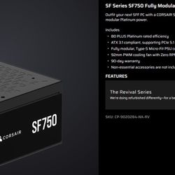 Corsair 2024 Sf750 Sfx Psu