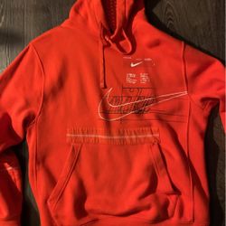 Orange Nike Fleece Hoodie Size Small