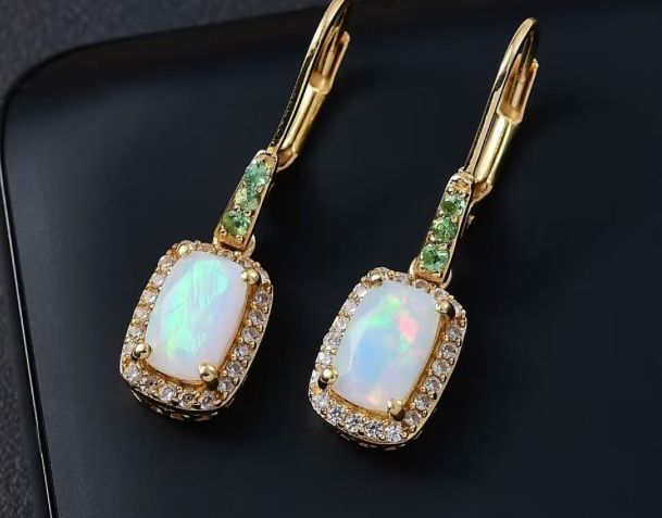 Premium Ethiopian Welo Opal & Diopside earrings - new!