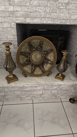 Decorative Mosaic Plate and Candleholder Set