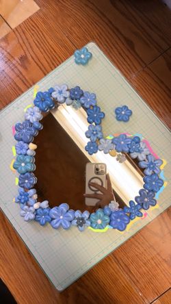 mirror with clay flowers