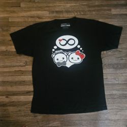 FANTASTIC FAM " INFINITY LOVE PANDAS  ADULT UNISEX LARGE SIZE  UNISEX  BLACK T-SHIR  PRE-OWNED