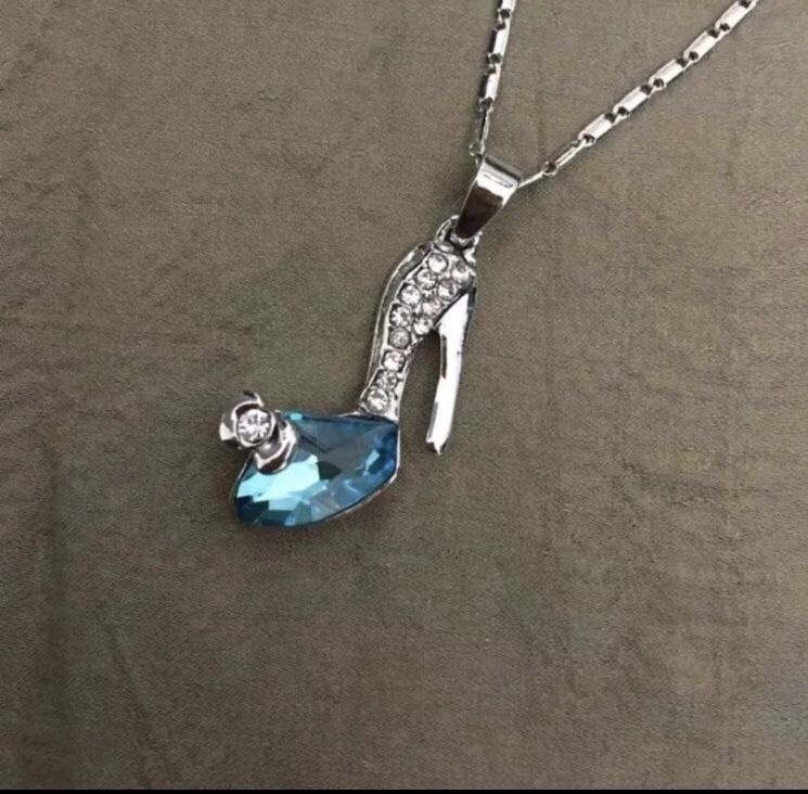 White Gold Plated High Heel Pendant Necklace
