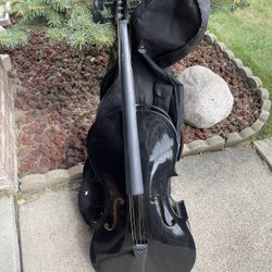 Big Instrument  With Bow And Case  Strings Needs Tightening