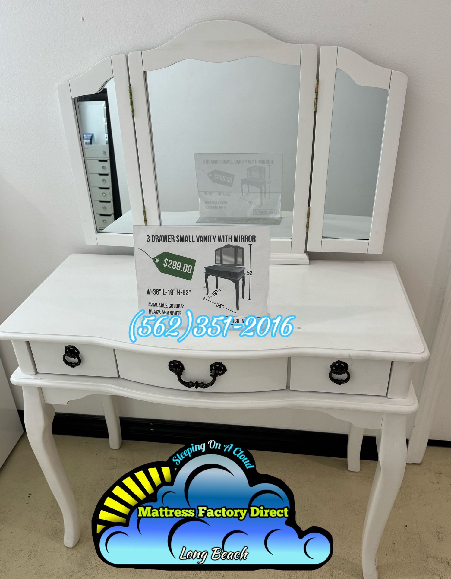 White Vanity Small Dresser Stool Blanco