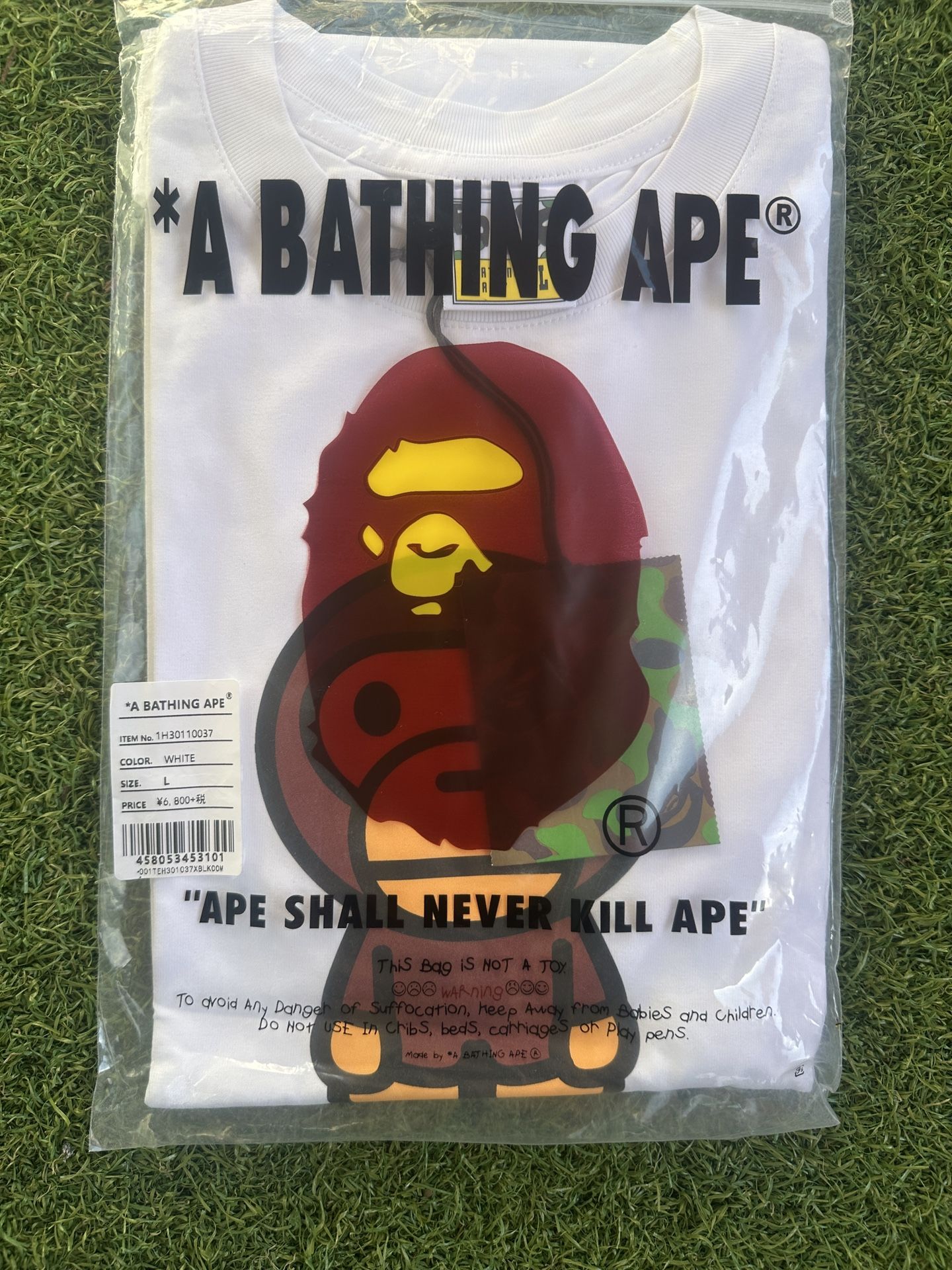 White Bape T Shirt Baby Milo Large