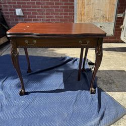 Vintage Waterside Oxford Cherry Claw Foot Flip Top Game / Console Table 
