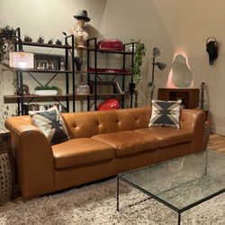 CB2 Brown Leather Sofa 