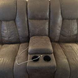 Brown Recline/rocking Couch 