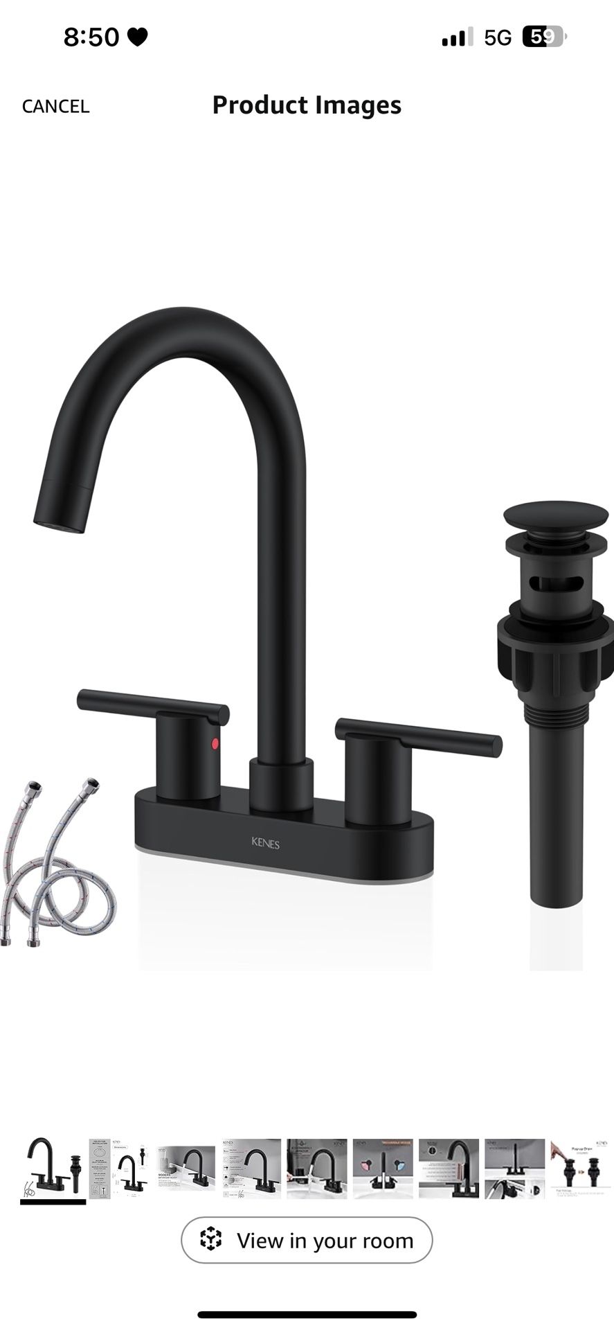 KENES 4 Inch 2 Handle Centerset Matte Black Bathroom Faucet, Modern