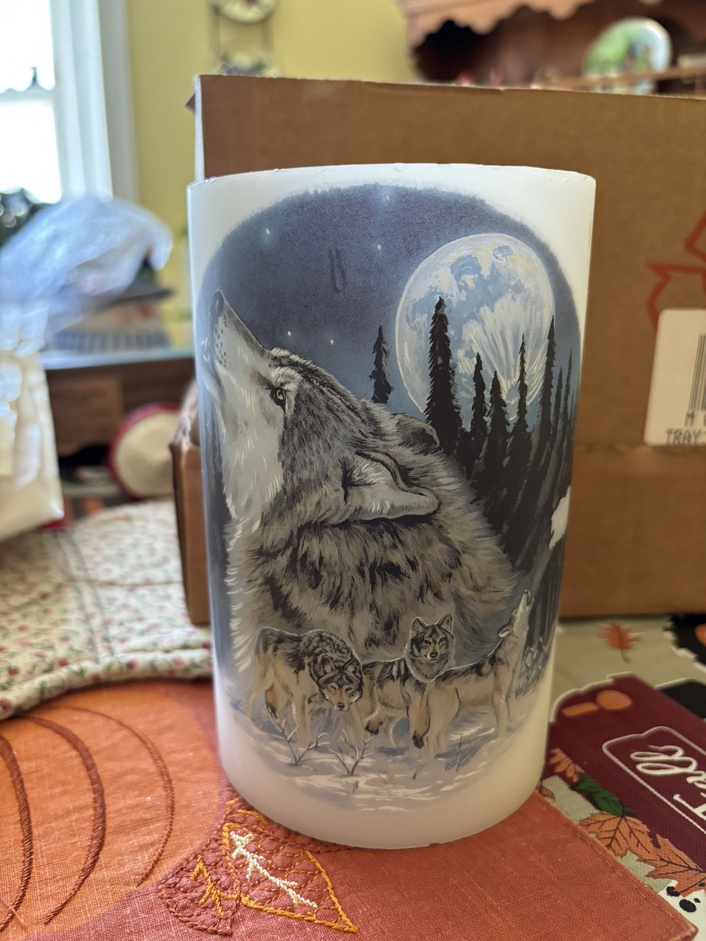 Wolf Pillar Candle
