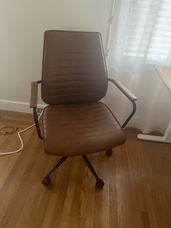 Brown Faux Leather Swivel Chair