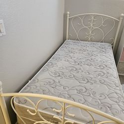 Twin Size Mattress, Box Spring, and Frame