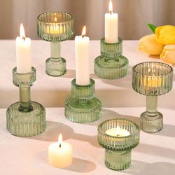 Candlestick Holders Bulk 6 Pcs Green