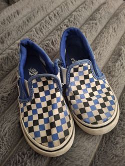 The Vans Toddler Shoes in Blue and White
