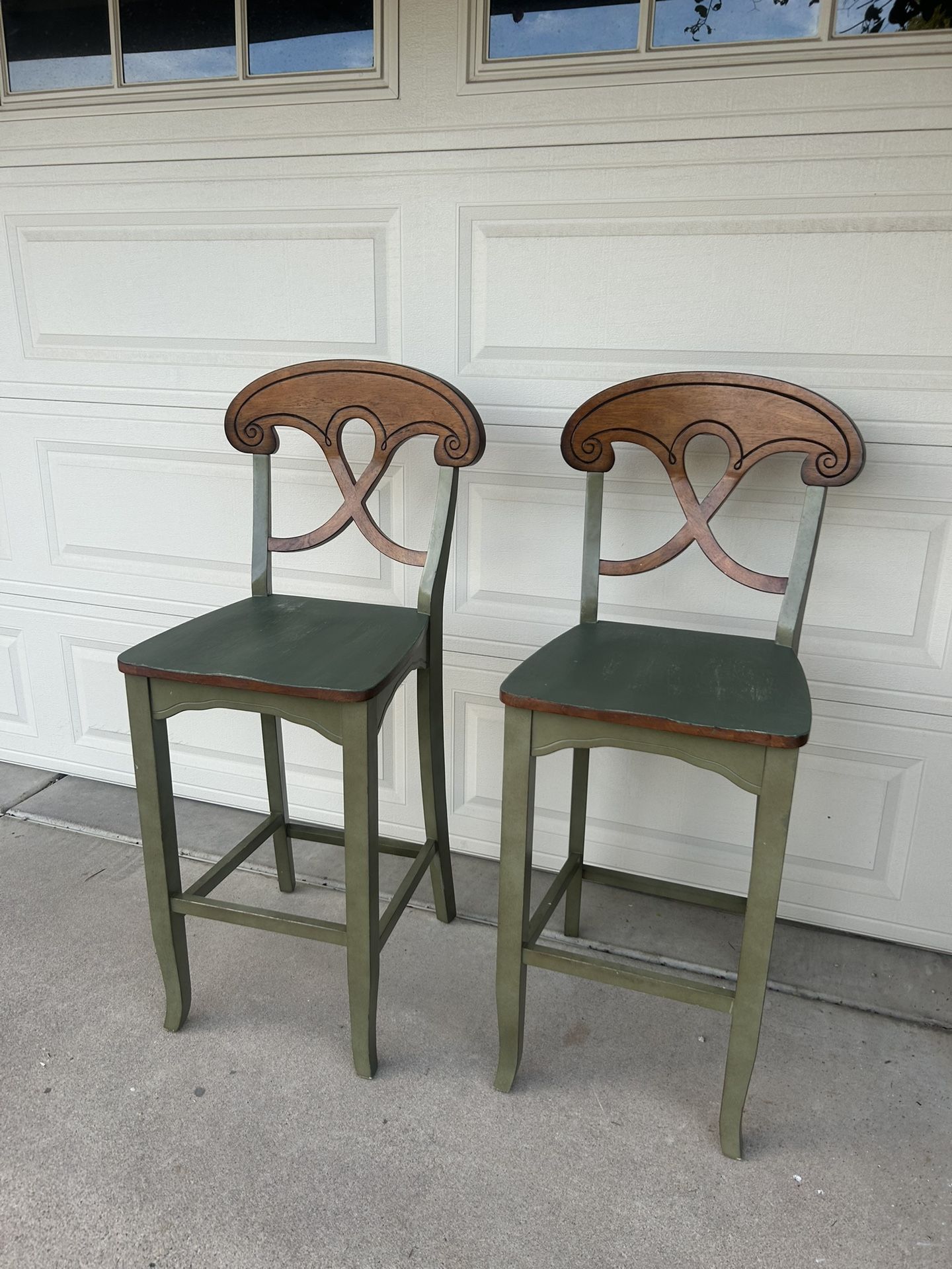 Set of 2 Wooden Bar Stools-30” seat height-64th St & Bell