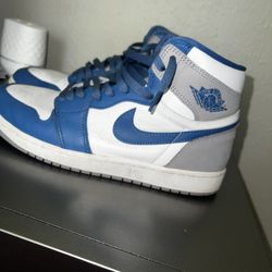 Royal Blue And Grey And White Jordan 1’s Size 10.5