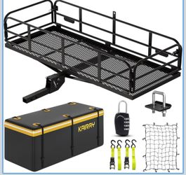 KAIRAY 500 Lbs Heavy Duty Hitch Mount Cargo Carrier 60"x24"x14.4" Folding Rear Luggage Rack Basket Fits 2" Receiver for Car SUV Camping Traveling with