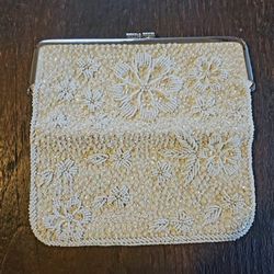 Vintage hand beaded bridal clutch