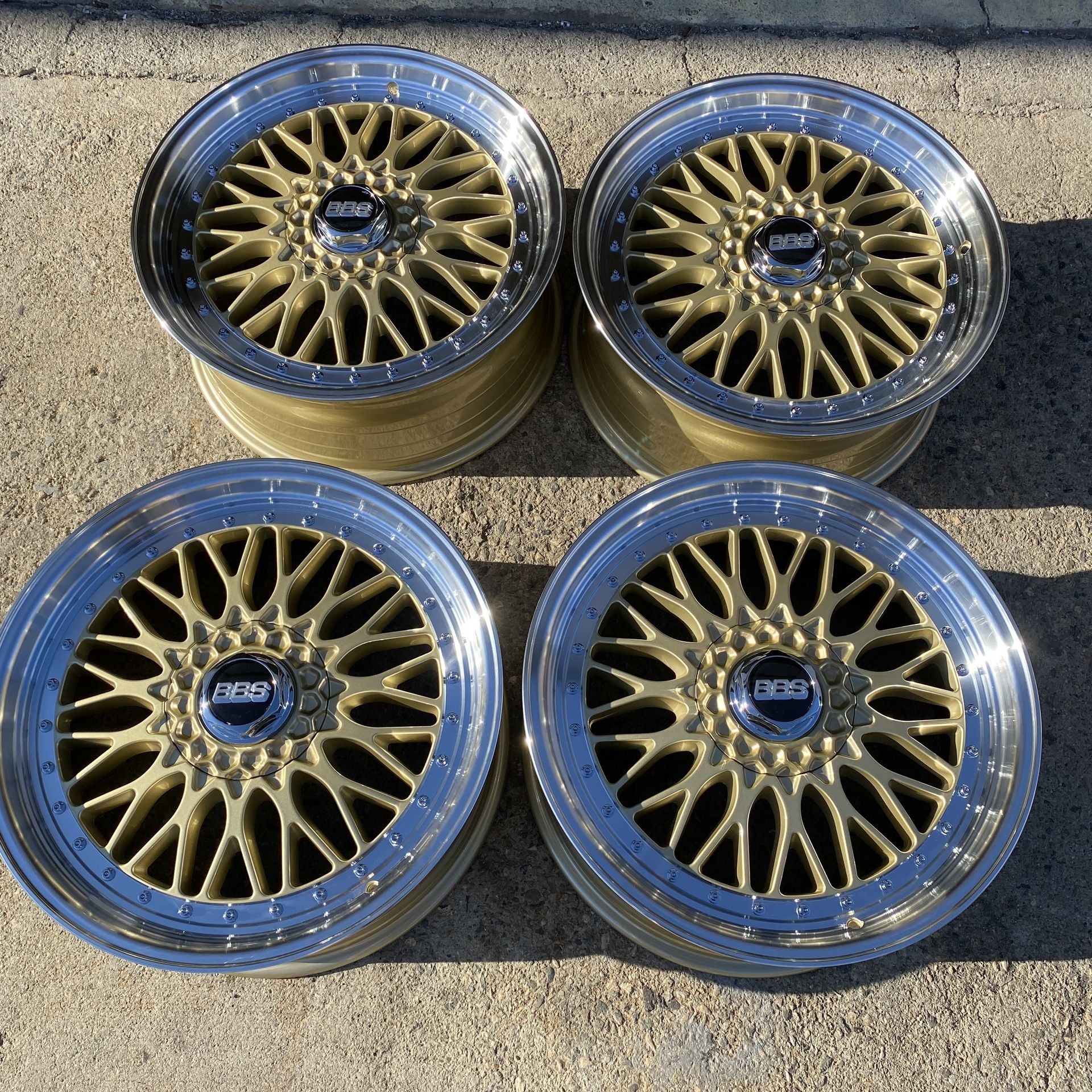 BBS Super RS Style Gold Wheels Set of 4 Rims 20"" 8.5J +35 (5X120) New