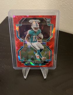2021 Panini Prizm Jaylen Waddle RC Red Cracked Ice #338 Rookie Card SP Dolphins
