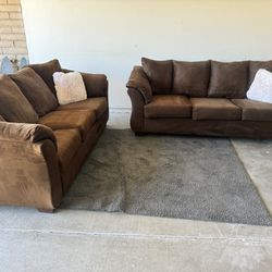 Brown Twin Set Loveseat Living Room Sofa Couch 