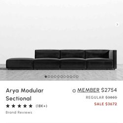 Arya Modular Large Black Sectional Couch