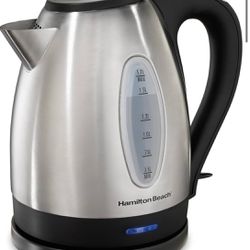 Hamilton Beach Electric Tea Kettle, Water Boiler & Heater, 1.7 Liter, Cordless Serving, 1500 Watts for Fast Boiling, Auto-Shutoff and Boil-Dry Protect