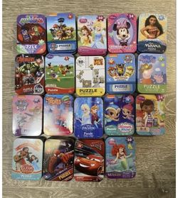 Set of 19 Mini Puzzles in Pocket-Sized Tin Cases
