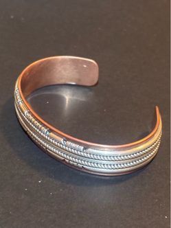 Vintage Copper Sterling"WJ" Waldeck Johnson 925 Native American Cuff Bracelet