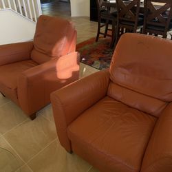 FREE Leather Reclining Arm Chairs (Sold As Set)