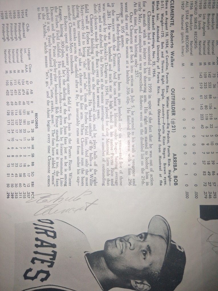 Roberto Clemente Autograph
