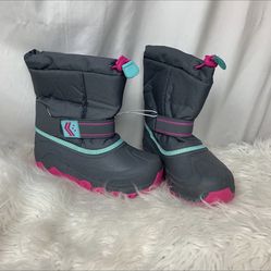 New Pink/gray Girls Snow Boots