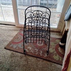 Wrought Iron Magazine Rack.22 Inches High,12 Inches Wide.