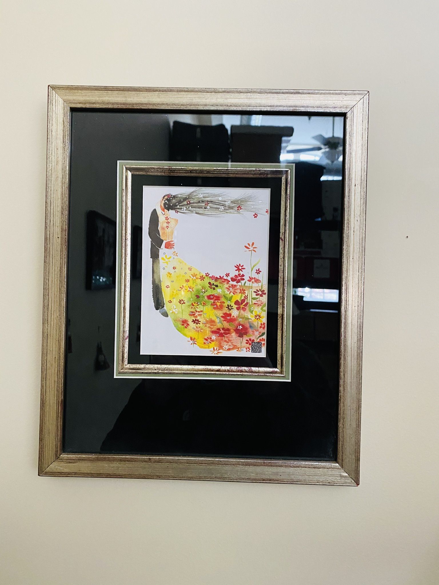 Antique Beautiful Stylish Piece of Art. Created and signed by author- Masha D’yans. Nice solid wood frame. 13.5”x11”. Like new condition.