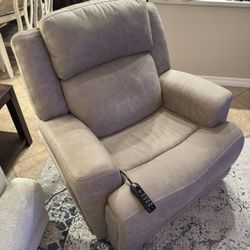 Zeus Beige Massaging Power Lift Recliner