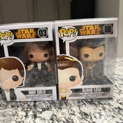 Star Wars 2015 Han Solo & Slave Leia Funko Pops!