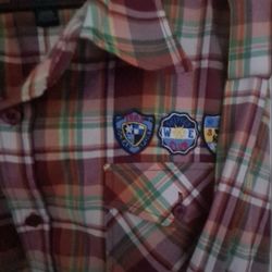 4XL PLAID SHIRT WITH PATCHES LONG SLEEVES 