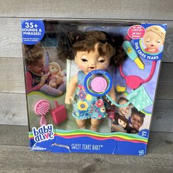 Baby Alive Sweet Tears Brown Hair Interactive Doll Speaks English & Spanish NEW